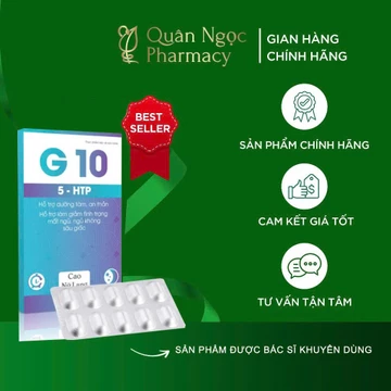 [CHÍNH HÃNG] G10 5HTP Hỗ trợ dưỡng tâm, an tâm, hỗ trợ làm giảm tình trạng mất ngủ, ngủ không sâu giấc (Hộp 10 viên)