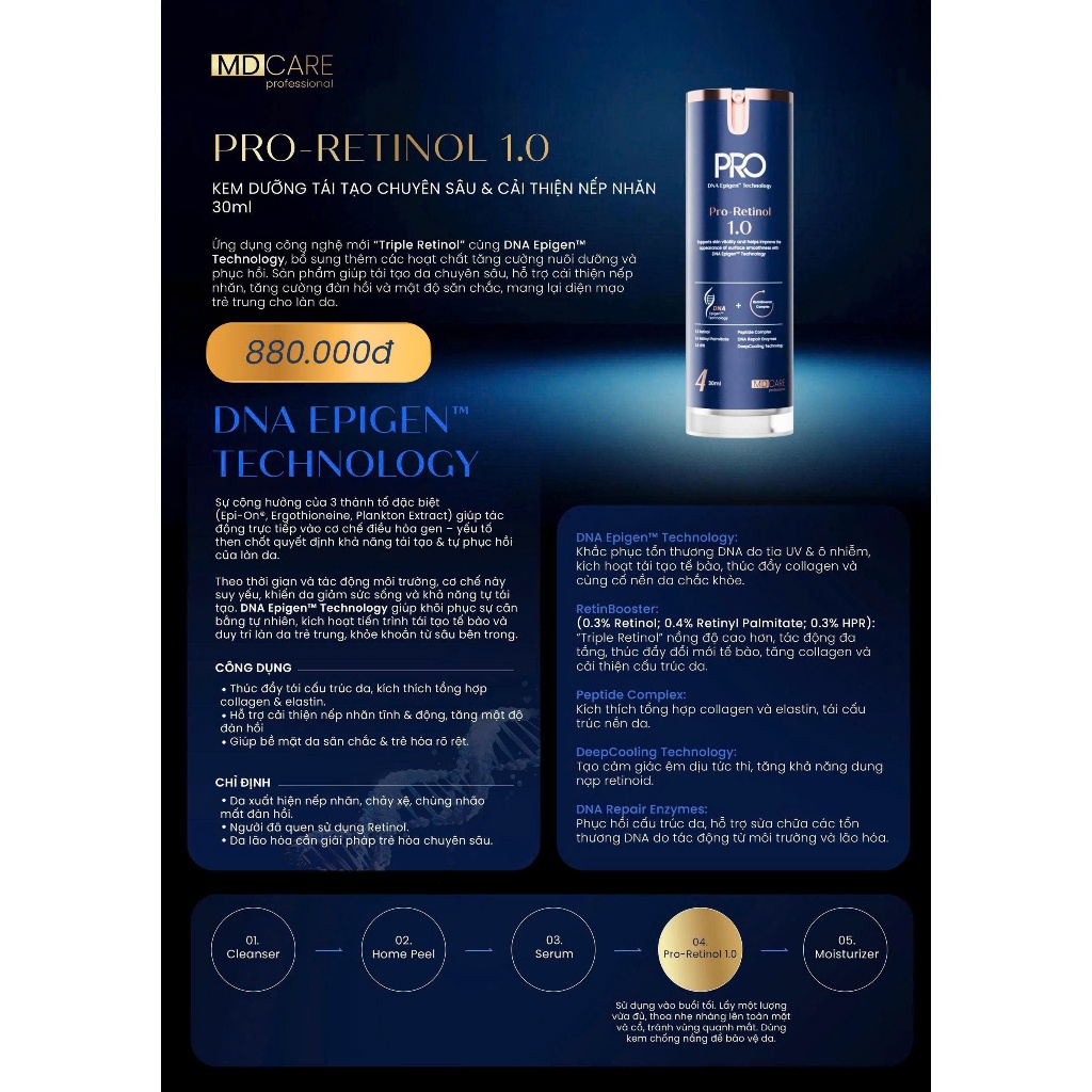 [ĐẠI LÝ CHÍNH HÃNG] Kem Dưỡng MD CARE Pro-Retinol 0.6 30ml - Trẻ Hóa & Làm Mờ Nếp Nhăn