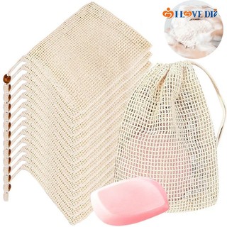 SET 3 Túi Lưới Tạo Bọt Xà Phòng Nhanh Hơn - Túi Lưới Sợi Liên Tự Nhiên Tẩy Tế Bào Chết - Kích Thước 14*9 Cm