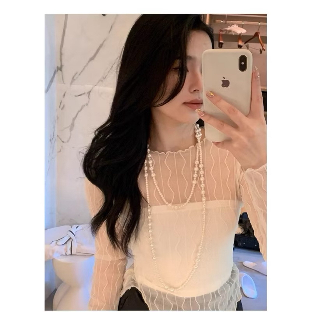 Chuỗi Ngọc Trai Thiết Kế Dây Chuyền Ngọc Nhiều Lớp SION sử dụng Ngọc Trai Đá Loại 1 Nặng Tay Phối Áo Dài Tết