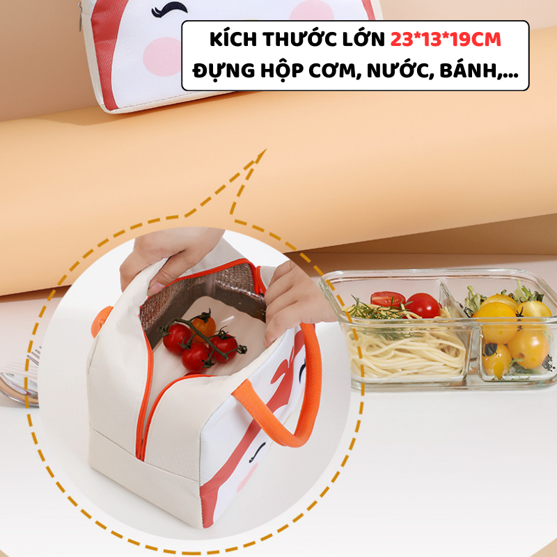 Túi Đựng Hộp Cơm Hoạ Tiết Hoạt Hình ENODA HOME, Túi Vải Giữ Nhiệt Đựng Cơm Trưa Văn Phòng Kiểu Dáng Dễ Thương TUICOM002