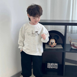 Áo nỉ cho bé Batala Kids, ÁO HOODIE XÁM TIÊU VƯỜN THÚ  cho bé trai bé gái thu đông 2025