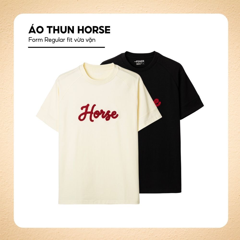 Áo thun HORSE thêu xù 3D nổi bật, năng động, trẻ trung, chất cotton tự nhiên mềm mịn thoáng mát - FEAER