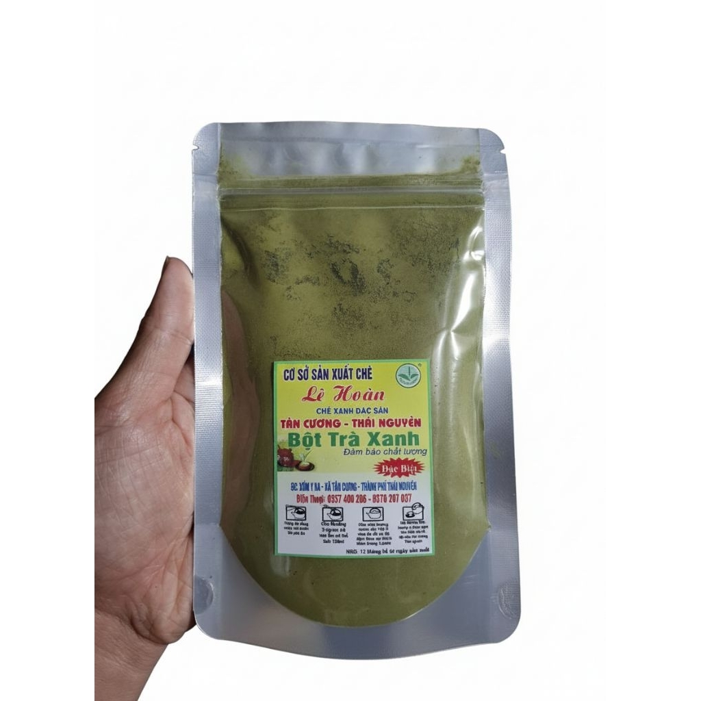 Bột trà xanh, bột matcha tự nhiên nhà làm. Xuất xứ Thái Nguyên. Nhiều công dụng: làm bánh, trị mụn...