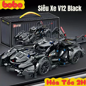 Đồ Chơi Mô hình Lắp Ráp Siêu Xe Ôtô V12 Black Cao Cấp Quà Tặng Xếp Hình Trí Tuệ Cho Trẻ Bảo Hành Bởi Bobotoy