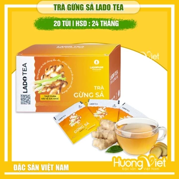 Trà gừng túi lọc Ladophar, trà túi lọc gừng sả hộp 20 túi