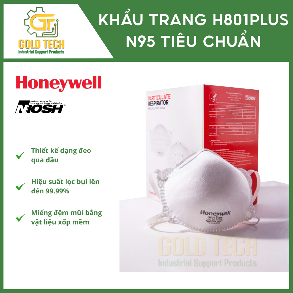 Khẩu trang Honeywell H801 Plus N95 dây đeo qua đầu – bảo vệ hô hấp tối ...