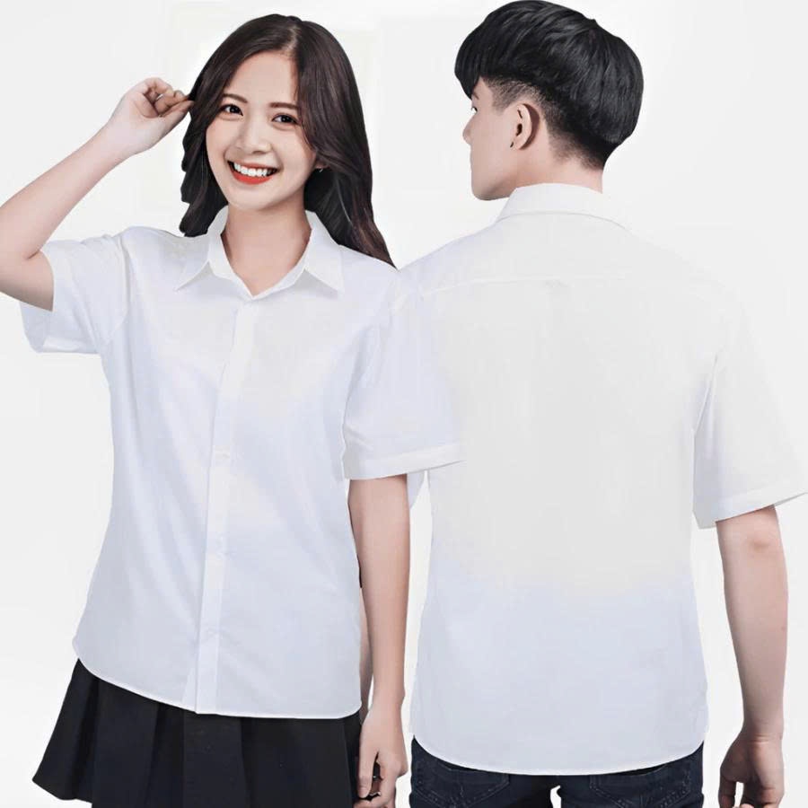 Áo trắng học sinh cấp 1, 2, 3 chất vải kate silk thoáng mát thấm hút mồ hôi, forrm rộng thỏa mái