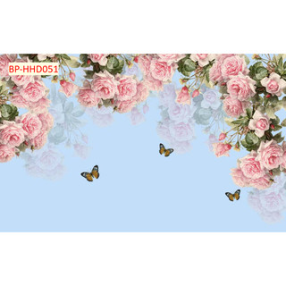 Tranh dán tường 3D Giả Gạch Giả Gỗ Hoa Dây Leo trang trí quán ăn, quán nước, trà sữa