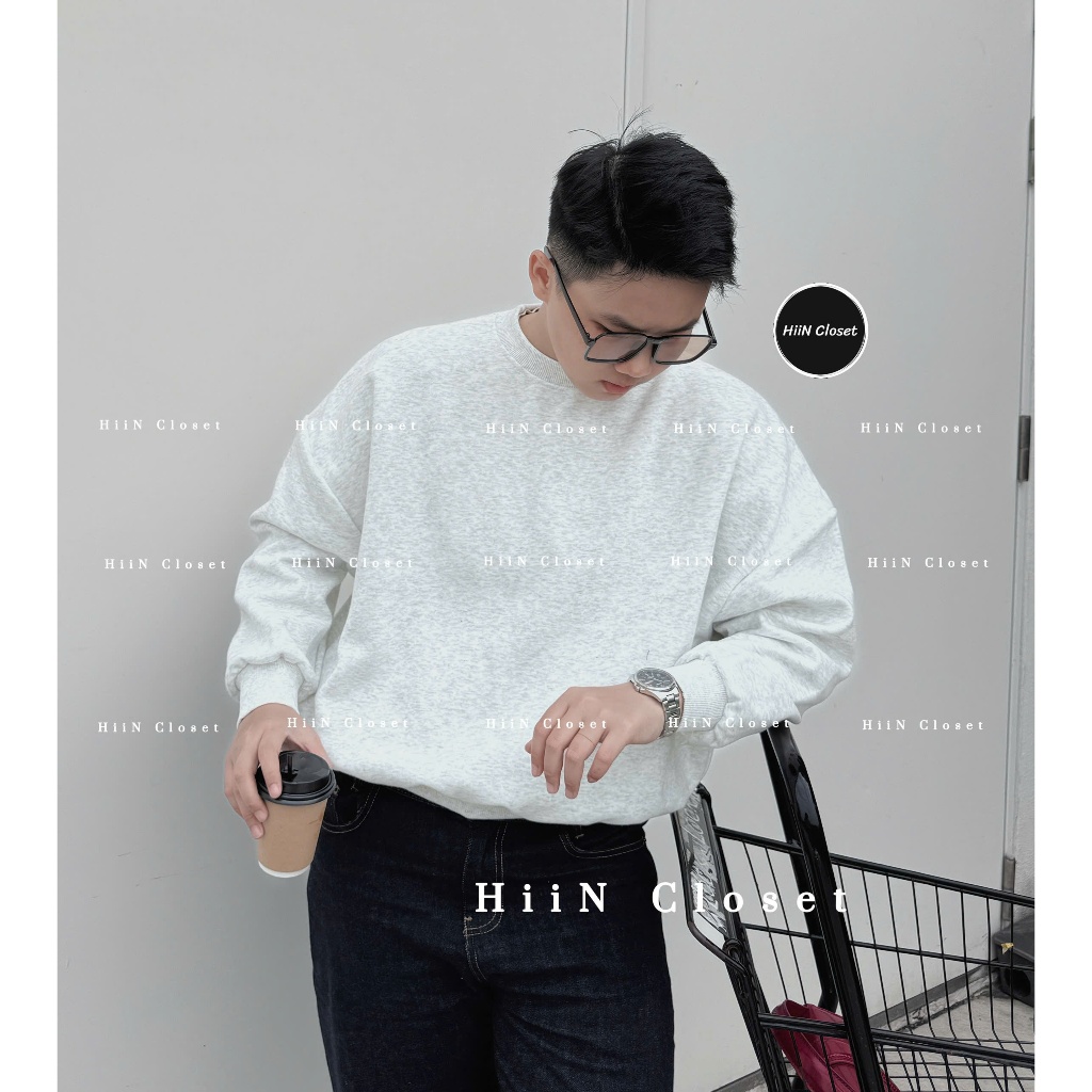 Áo Sweater Unisex Nam Nữ trơn 40-70kg Form Rộng / Chất liệu nỉ 2 da hàng loại 1 HiiNCloset -155 | BigBuy360 - bigbuy360.vn
