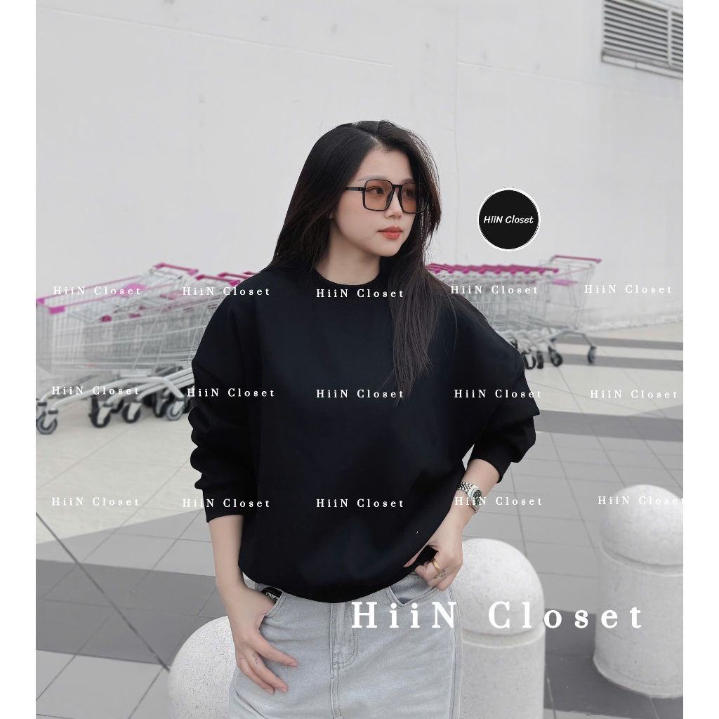 Áo Sweater Unisex Nam Nữ trơn 40-70kg Form Rộng / Chất liệu nỉ 2 da hàng loại 1 HiiNCloset -155 | BigBuy360 - bigbuy360.vn