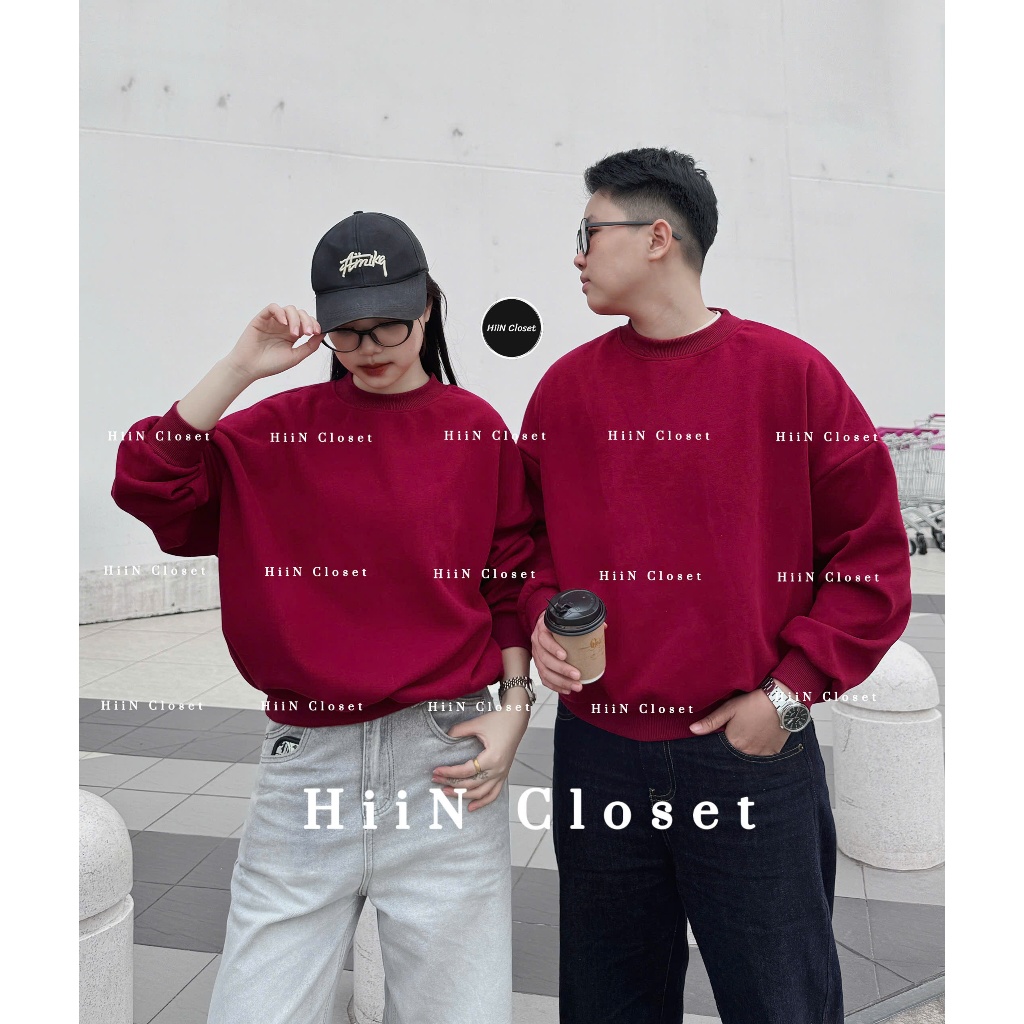 Áo Sweater Unisex Nam Nữ trơn 40-70kg Form Rộng / Chất liệu nỉ 2 da hàng loại 1 HiiNCloset -155 | BigBuy360 - bigbuy360.vn