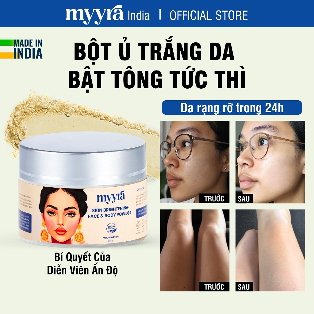 BỘT TRẮNG DA Thiên Nhiên Ấn Độ, Loại Bỏ Thâm Mụn Rám Nắng Tức Thì, An Toàn Cho Mặt Và Body Bột Ubtan
