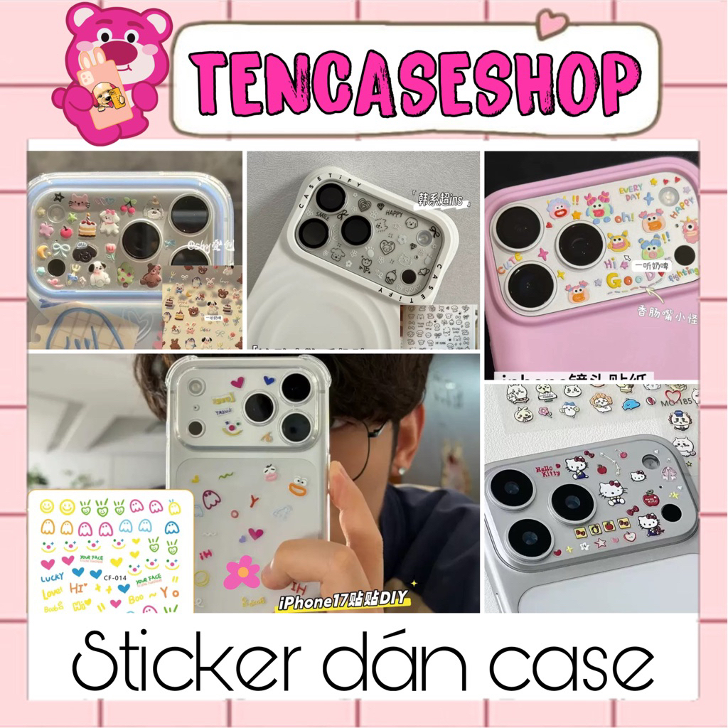[ CÓ SẴN KEO ] STICKER NỔI DIY trang trí ốp lưng/phụ kiện/đồ lưu niệm nhiều mẫu - TENCASESHOP