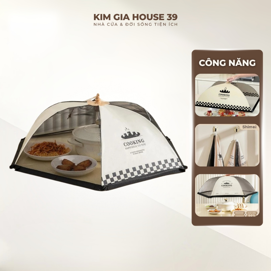 [Mẫu Ngẫu Nhiên] Lồng Bàn Lưới Vải Gấp Gọn Vuông Tròn 70cm Chống Bụi Côn Trùng Giữ Thức Ăn Sạch