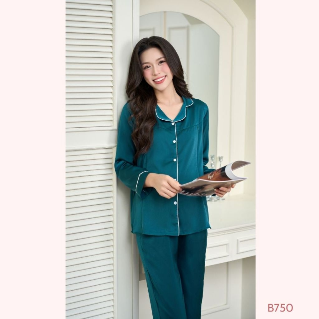 [BỘ LỤA DÀI] Bộ lụa pijama lụa ngọc trai có khóa dọc cho bé ti, mặc được 4 mùa - B750 B2MUM