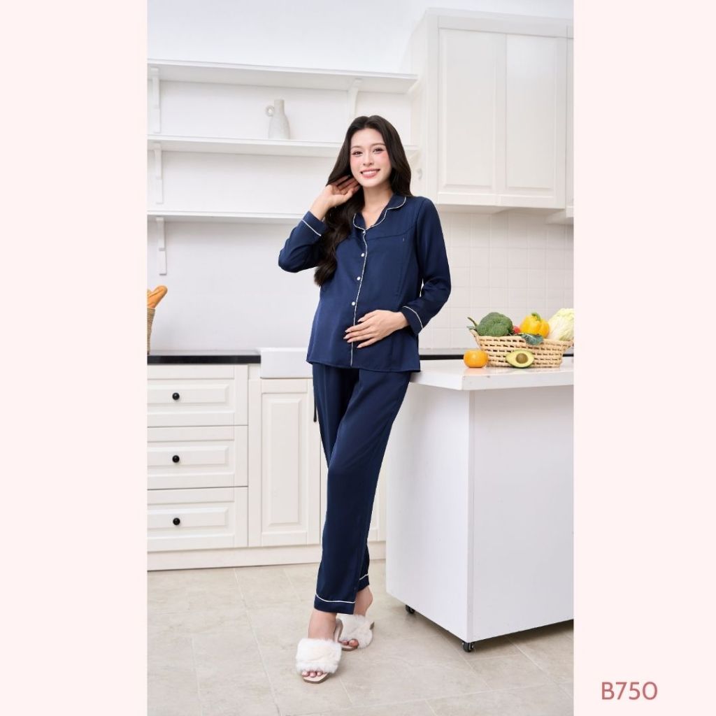 [BỘ LỤA DÀI] Bộ lụa pijama lụa ngọc trai có khóa dọc cho bé ti, mặc được 4 mùa - B750 B2MUM