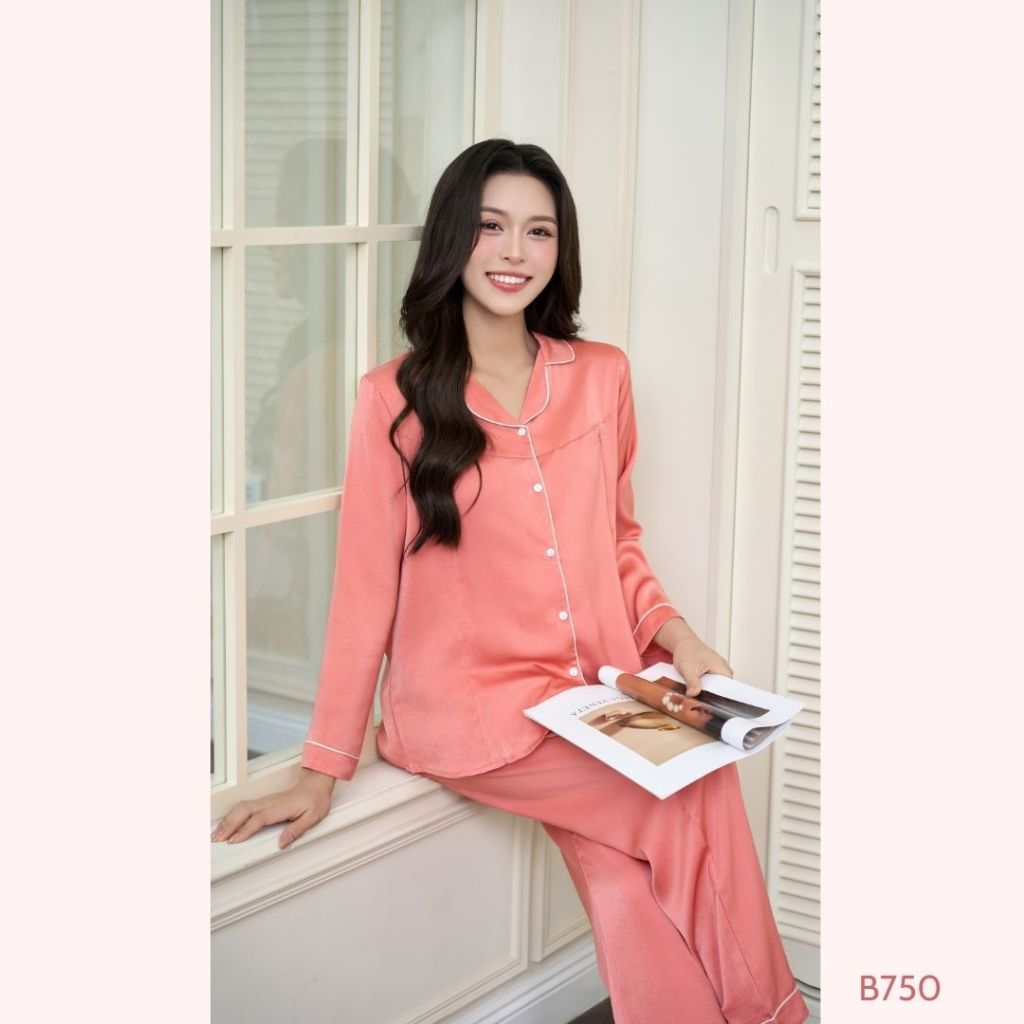 [BỘ LỤA DÀI] Bộ lụa pijama lụa ngọc trai có khóa dọc cho bé ti, mặc được 4 mùa - B750 B2MUM