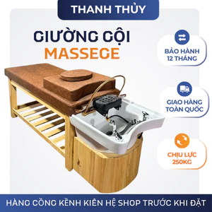 Giường gội đầu spa liền bồn massage cao cấp – giường spa đa năng có bồn gội gỗ, nệm da êm ái
