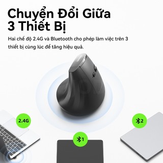 Chuột không dây tiện dụng Goojodoq, điều chỉnh DPI 5 cấp độ, hoạt động im lặng qua Bluetooth 2.4G