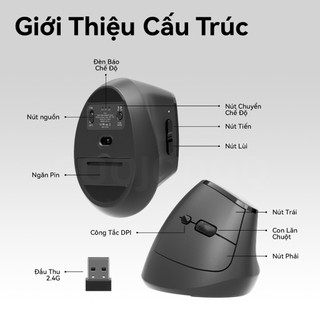 Chuột không dây tiện dụng Goojodoq, điều chỉnh DPI 5 cấp độ, hoạt động im lặng qua Bluetooth 2.4G