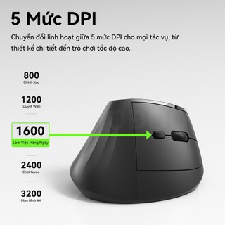 Chuột không dây tiện dụng Goojodoq, điều chỉnh DPI 5 cấp độ, hoạt động im lặng qua Bluetooth 2.4G