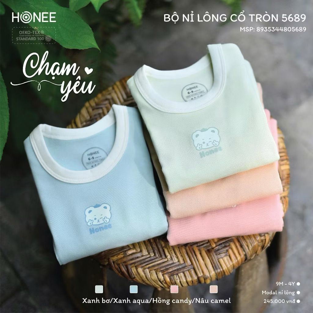 Bộ Dài Tay Cao Cổ ChoBộ Thu Đông Honee Cổ 3 Phân Giữ Nhiệt Cho Bé Trai Bé Gái