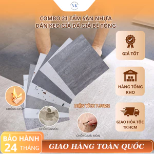 Combo 21 Tấm Sàn Nhựa Dán Keo Giả Đá Giả Bê Tông Diện Tích 7.56m Vuông Tấm Lớn Có Keo Sẵn Bóc Dán Lát Sàn Nhanh Gọn Sạch