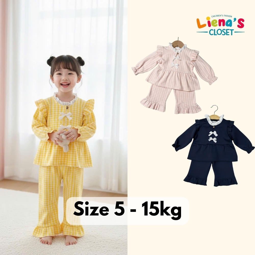 Bộ Quần Áo Dài Tay Mùa Đông Bé Gái Chất Liệu Len Cao Cấp Ấm Áp An Toàn Cho Bé Nhà Liena's Closet