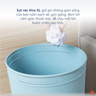 Sọt rác Hiro Inochi - kháng khuẩn khử mùi, thiết kế nhỏ gọn, không nắp dễ vệ sinh, có khóa gài tiện lợi