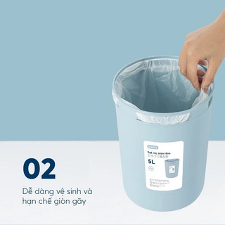 Sọt rác Hiro Inochi - kháng khuẩn khử mùi, thiết kế nhỏ gọn, không nắp dễ vệ sinh, có khóa gài tiện lợi