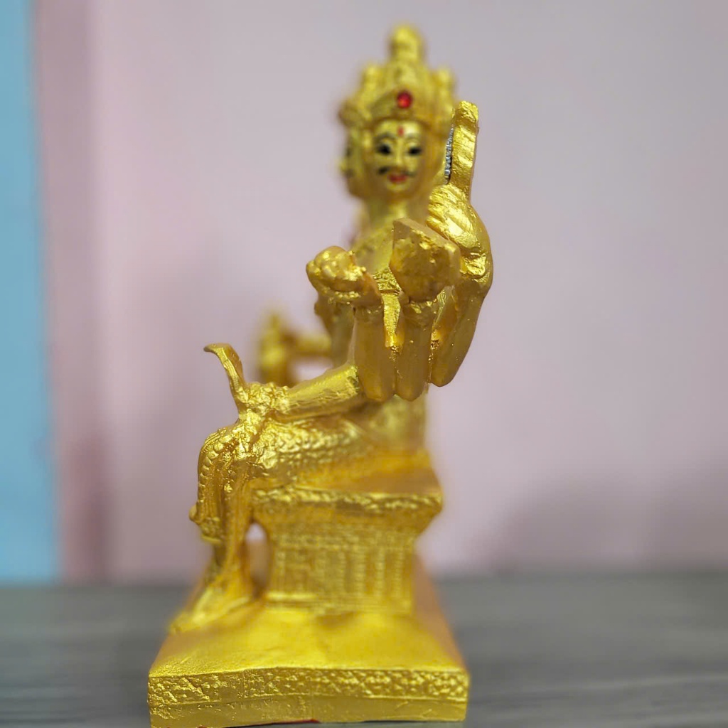 Tượng Trang Trí Tứ Diện Màu Vàng Đồng Cao 25cm - Phụ kiện để bàn làm việc và quà tặng tân gia ý nghĩa