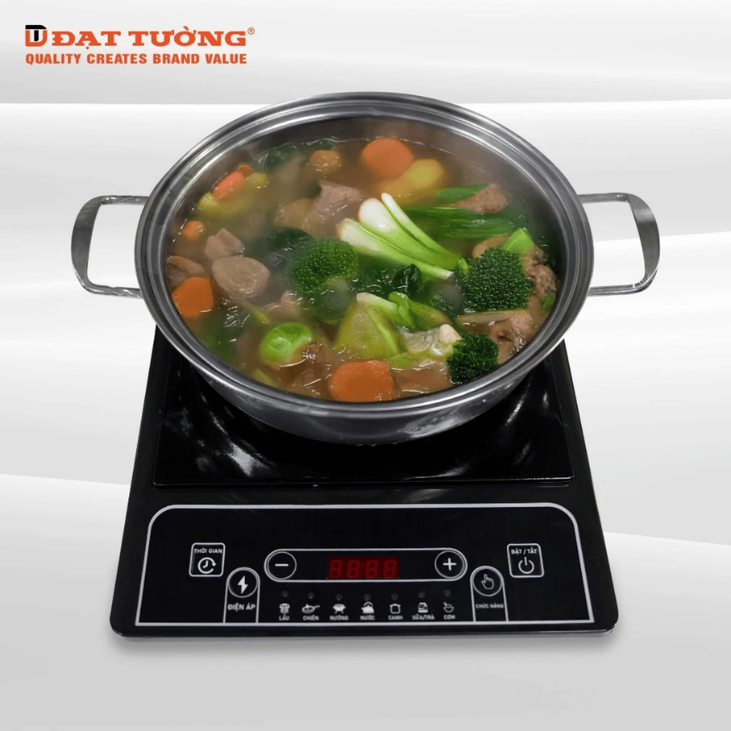 Bếp từ Đạt Tường chính hãng công suất 2000W, bếp điện từ 8 chế độ nấu đa năng, tặng kèm nồi lẩu 28cm