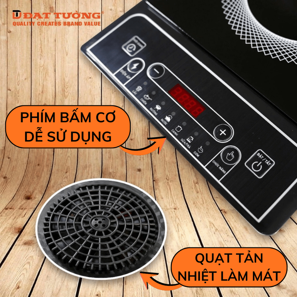 Bếp từ Đạt Tường chính hãng công suất 2000W, bếp điện từ 8 chế độ nấu đa năng, tặng kèm nồi lẩu 28cm