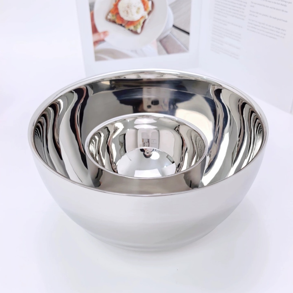 Bát Tô 2 Lớp Cách Nhiệt Chống Nóng Tốt Julia Child Lunkai Size 20, Bát đựng canh, Sup inox 18/10