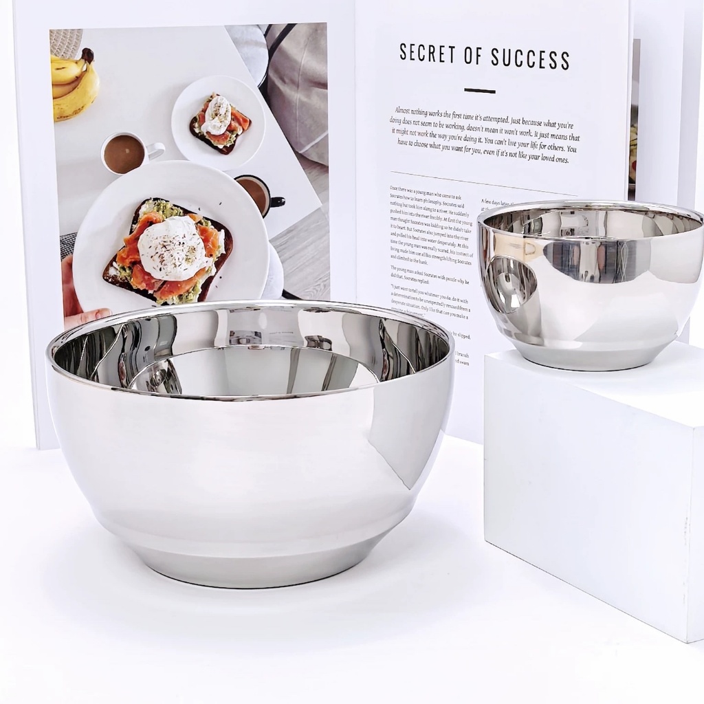 Bát Tô 2 Lớp Cách Nhiệt Chống Nóng Tốt Julia Child Lunkai Size 20, Bát đựng canh, Sup inox 18/10