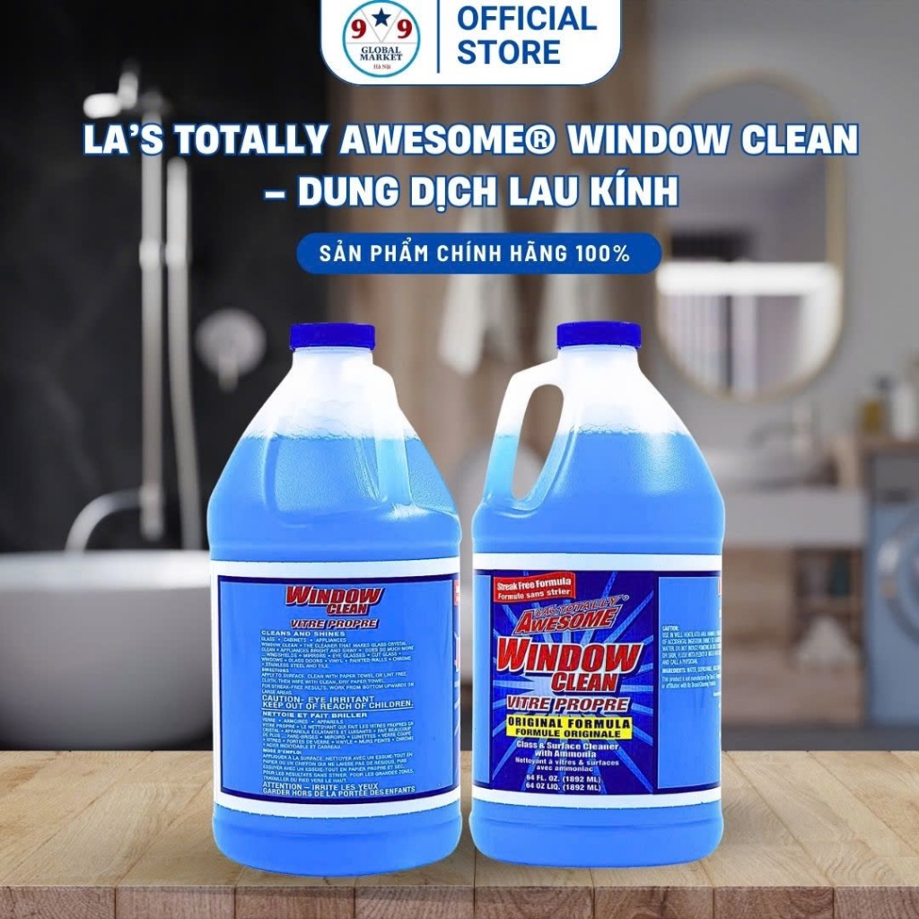 NƯỚC LAU KÍNH  -- LA'S TOTALLY AWESOME WINDOW CLEAN VITRE PROPRE   --1.892ML