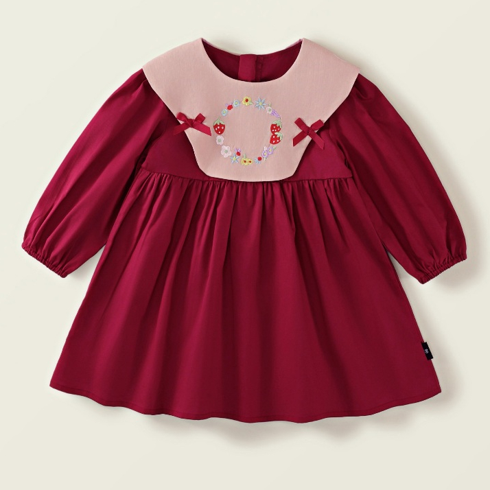 Váy Cho Bé Gái, Váy Dài Tay Bé Gái Dáng Babydoll Dễ Thương Cho Mùa Thu Đông Chất Liệu Thô Mềm