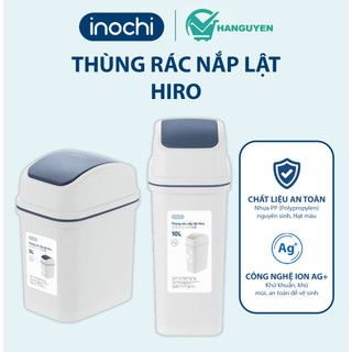 Thùng rác nắp lật Inochi Hiro an toàn kháng khuẩn giảm mùi tốt có khung chặn túi rác gọn gàng tinh tế