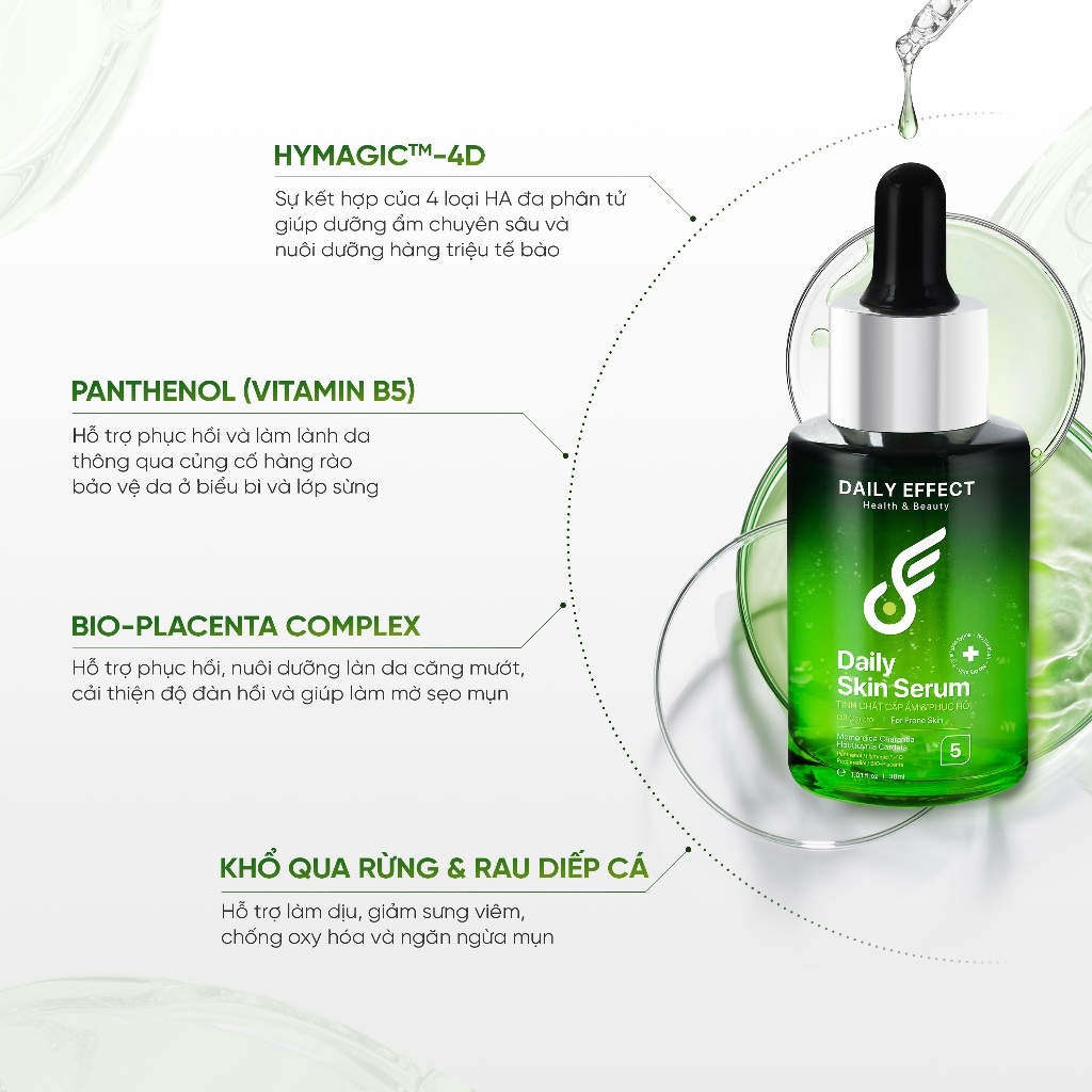 [Serum HA & B5 Cấp Ẩm & Làm Dịu Da] DAILY EFFECT Daily Skin Serum (30ml) (giúp cấp nước, làm dịu da, hỗ trợ thu nhỏ lỗ c