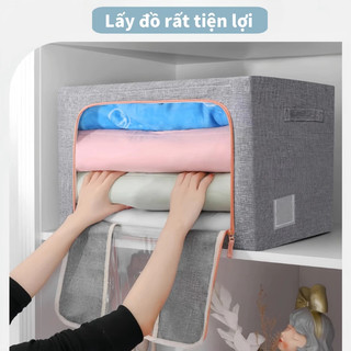 [🎁TẶNG QUÀ+FREESHIP] Hộp đựng quần áo gập được Khung thép cao cấp 80L/130L Dung tích lớn Túi vải đa năng