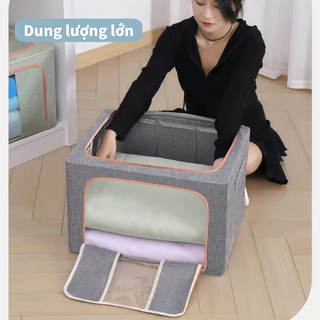 [🎁TẶNG QUÀ+FREESHIP] Hộp đựng quần áo gập được Khung thép cao cấp 80L/130L Dung tích lớn Túi vải đa năng