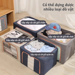 [🎁TẶNG QUÀ+FREESHIP] Hộp đựng quần áo gập được Khung thép cao cấp 80L/130L Dung tích lớn Túi vải đa năng
