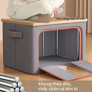 [🎁TẶNG QUÀ+FREESHIP] Hộp đựng quần áo gập được Khung thép cao cấp 80L/130L Dung tích lớn Túi vải đa năng