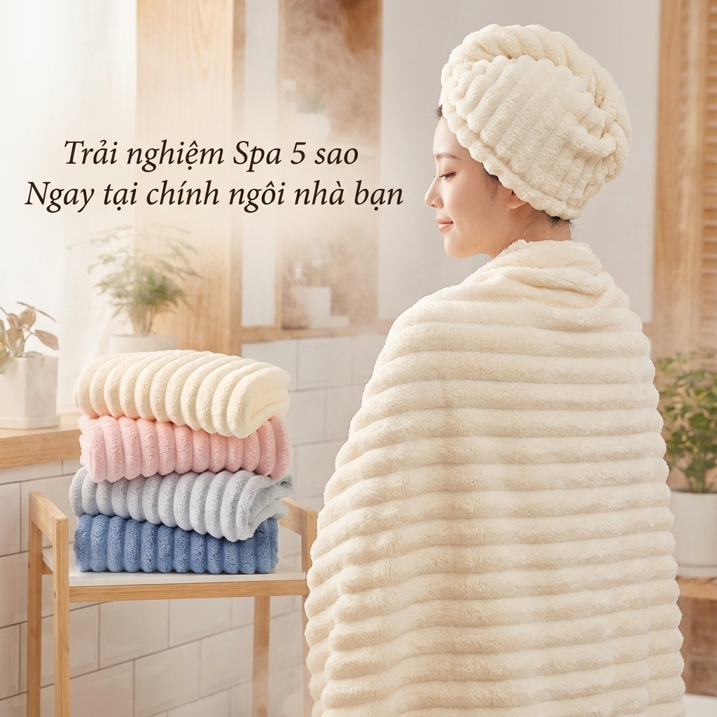 Khăn Tắm Mềm Mại Thấm Hút Nước JYoohome Khăn Lau Người Dài, Khăn Mặt Gội Đầu Không Ra Màu Rụng Lông