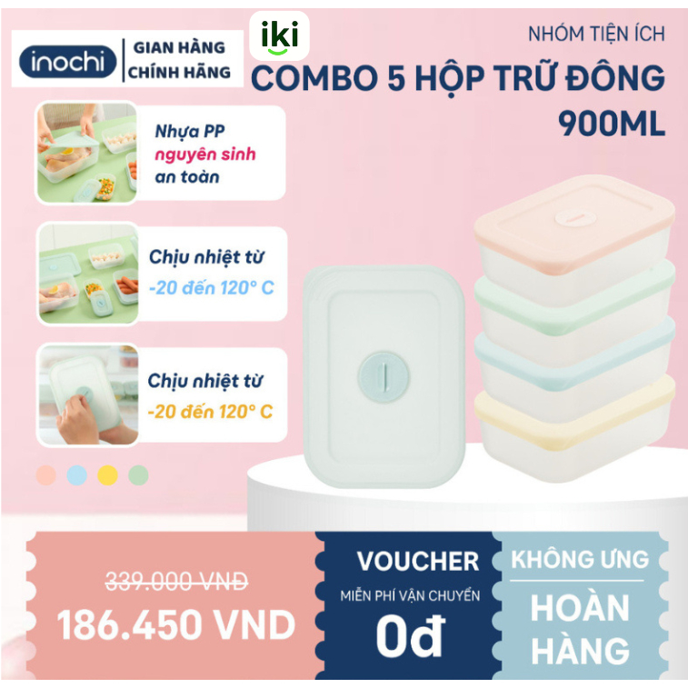 Hộp Thực Phẩm Trữ Đông Hokkaido Inochi 900ml Bảo Quản Thực Phẩm