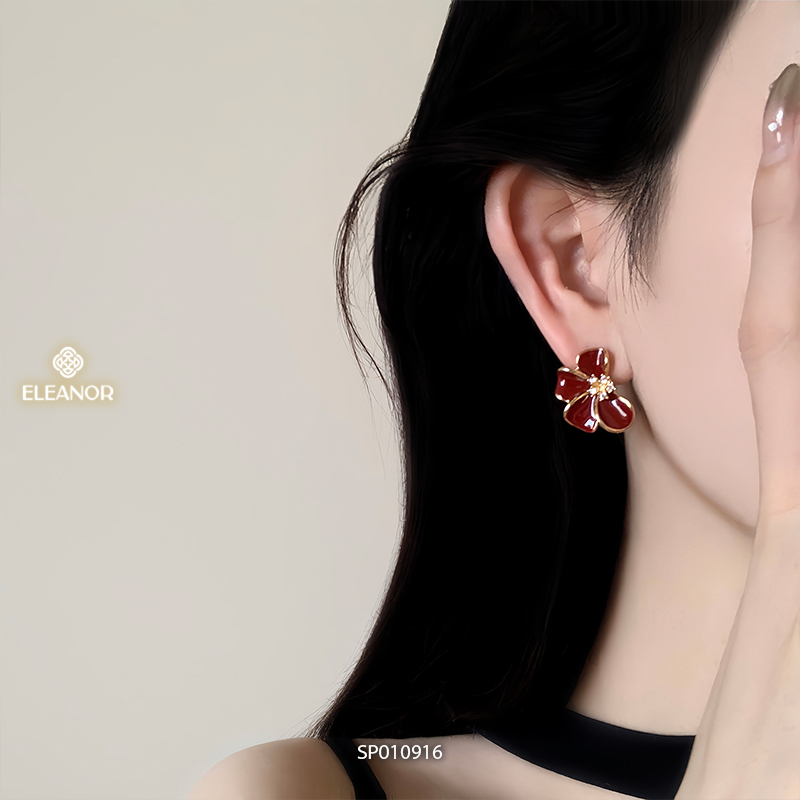 Bông tai nữ chuôi bạc 925 Eleanor Accessories hình hoa đính đá phụ kiện trang sức khuyên tai 10916