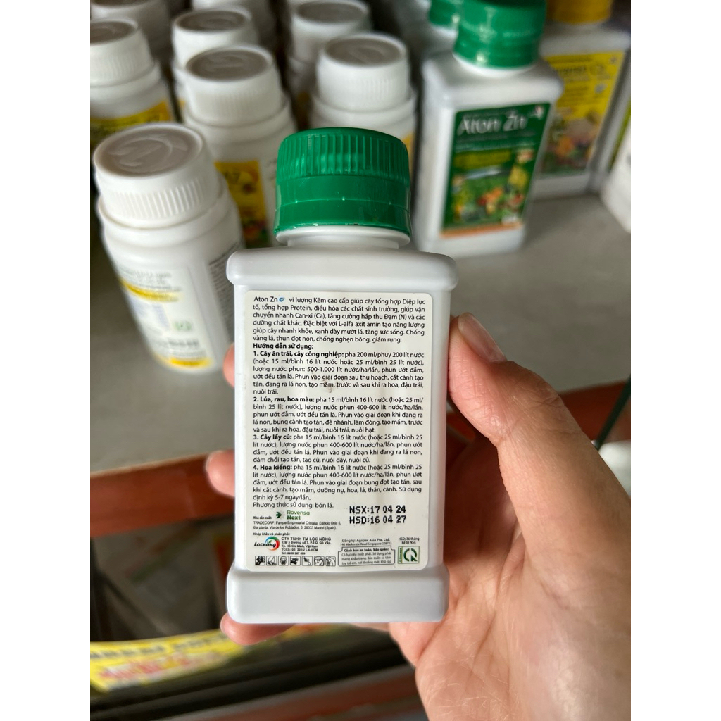 Phân bón lá Aton Zn 100ml 500ml - Kẽm tinh khiết đậm đặc