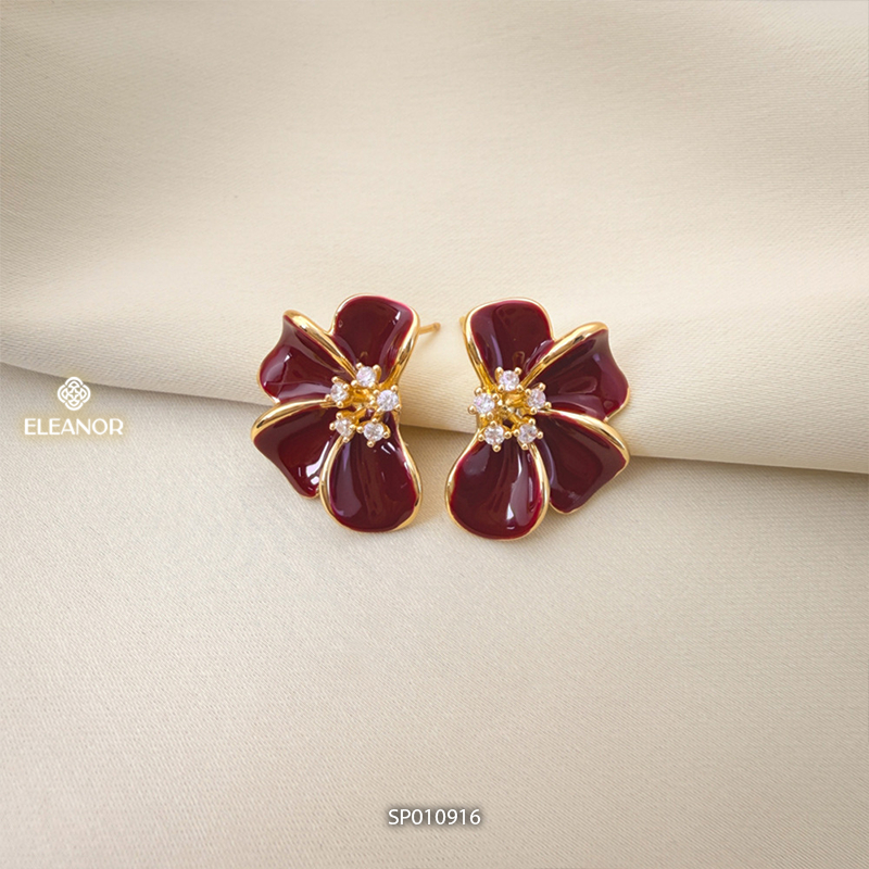 Bông tai nữ chuôi bạc 925 Eleanor Accessories hình hoa đính đá phụ kiện trang sức khuyên tai 10916
