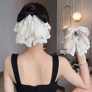 Kẹp tóc ren bản xoè to công chúa màu kem cho nữ phong cách tiểu thư Y057